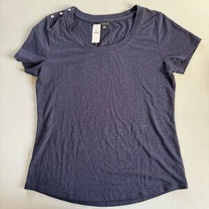 Women's Heathered Blue Top with Button Detail